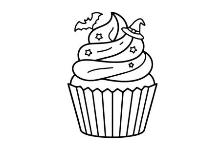 Bizcocho de vainilla dibujado a mano con glaseado en espiral y sprinkles. Ilustración de estilo boceto de postre para proyectos de repostería, fiestas o diseño de alimentos.