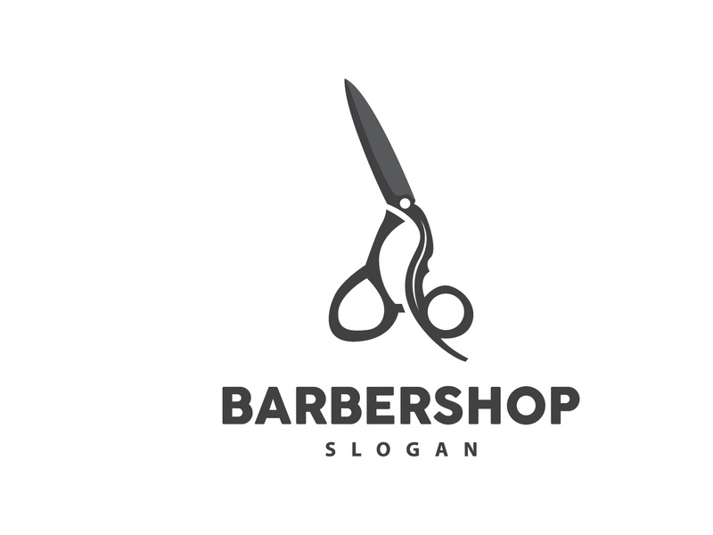 Barbershop Logo, Scissors Vector, Retro Vintage Minimalist