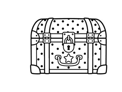 Vintage treasure chest with padlock and star design. Classic wooden pirate box for Halloween or fantasy themes.