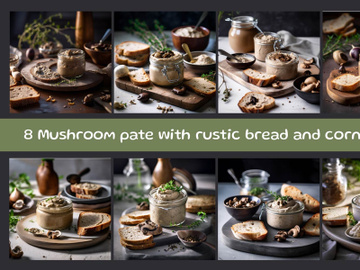 Mushroom pate with rustic bread and cornichon preview picture