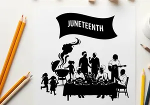 Juneteenth celebration silhouette with bbq and music