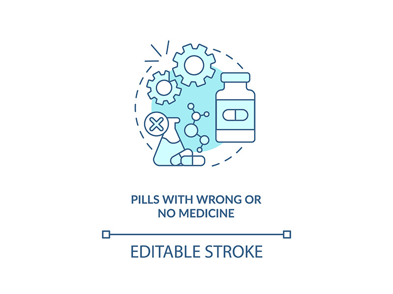 Pills with wrong or no medicine concept icon