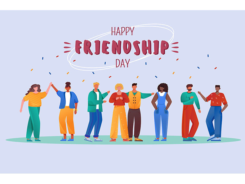 Happy friendship day flat poster vector template