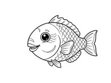 Cute smiling fish cartoon vector illustration flat design