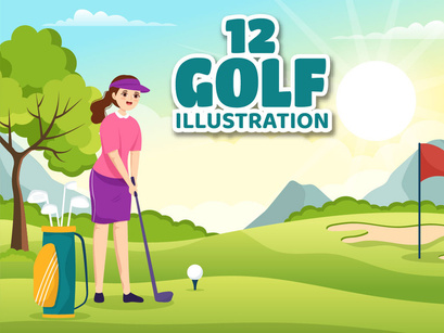 12 Golf Sport Illustration