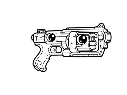 Handgun weapon firearm pistol gun vector illustration flat design