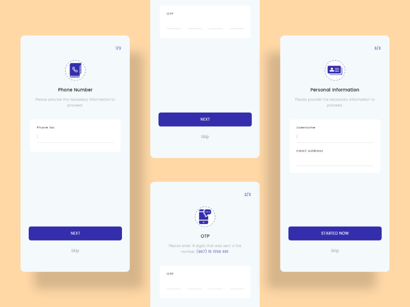 Sign Up flow screens