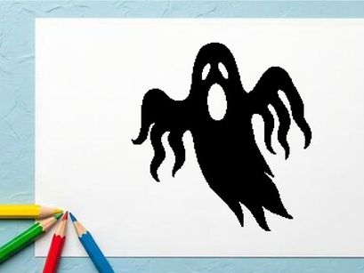 Ilustrasi Hantu Halloween Hitam untuk Dekorasi Seram