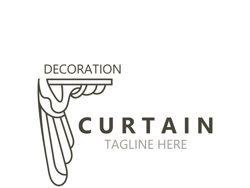 Curtain logo decoration style minimalist elegant vector design illustration