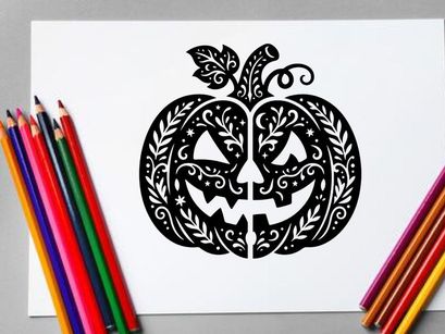 Decorative Halloween Pumpkin with Intricate Carving Design
