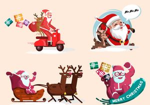 Santa claus character deers illustration, merry christmas holiday cartoon