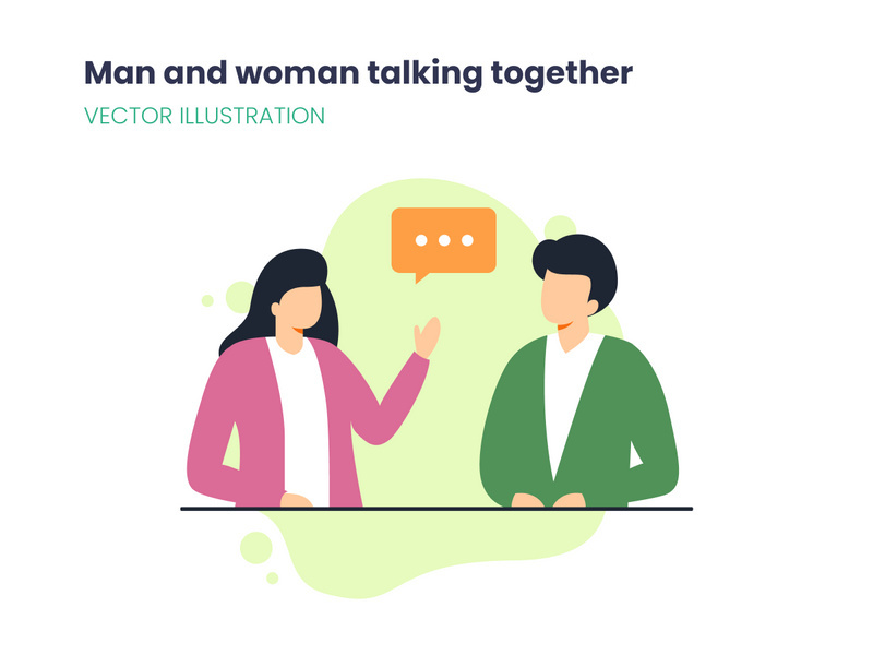 Man and woman talking together