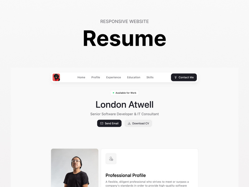 London Atwell Resume - Template Figma Nextjs