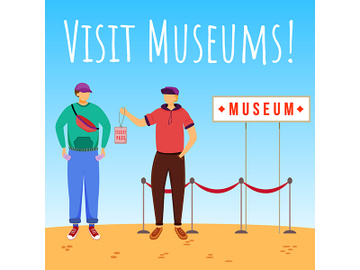 Visit museums social media post mockup preview picture