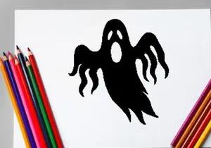 Ilustrasi Hantu Halloween Hitam untuk Dekorasi Seram