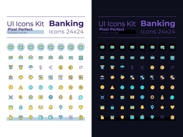 Banking pixel perfect RGB color ui icons set for dark, light mode preview picture