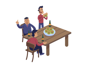 Male friends at pub flat cartoon vector illustration preview picture