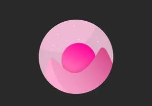 Pink SunSet Landscape Illustration.