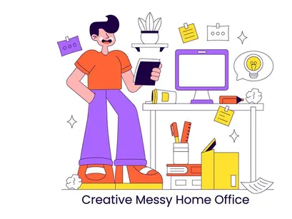 10 Creative Messy Home Office Illustration