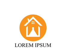 Home with Swoosh Real Estate Logo Template Illustration