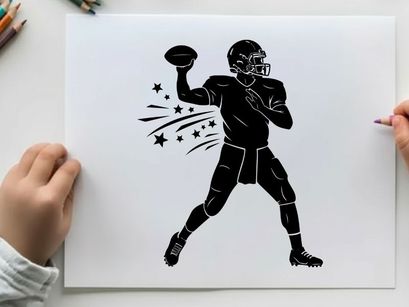 American football player in motion silhouette