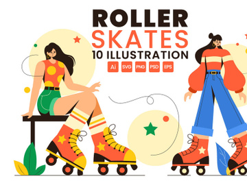 10 Riding Roller Skates Illustration preview picture