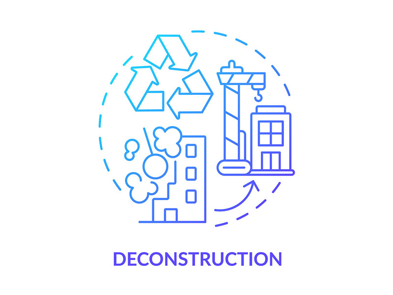 Deconstruction blue gradient concept icon