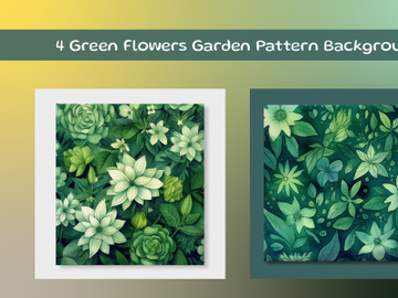 Green Flowers Garden Pattern Background preview picture