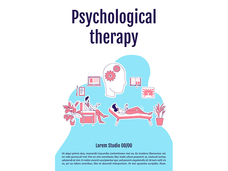 Psychological therapy poster flat silhouette vector template