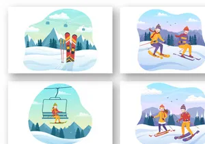 13 Ski Winter Sport Activities Illustration