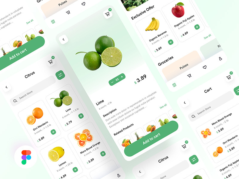 Grocery Mobile App (Premium Screens)