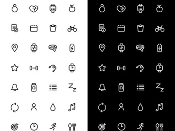 Fitness linear icons set for dark and light mode preview picture
