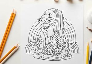 Mermaid fountain statue water splash vector illustration