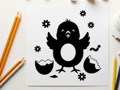 A silhouette of a chick hatching from an egg silhouette