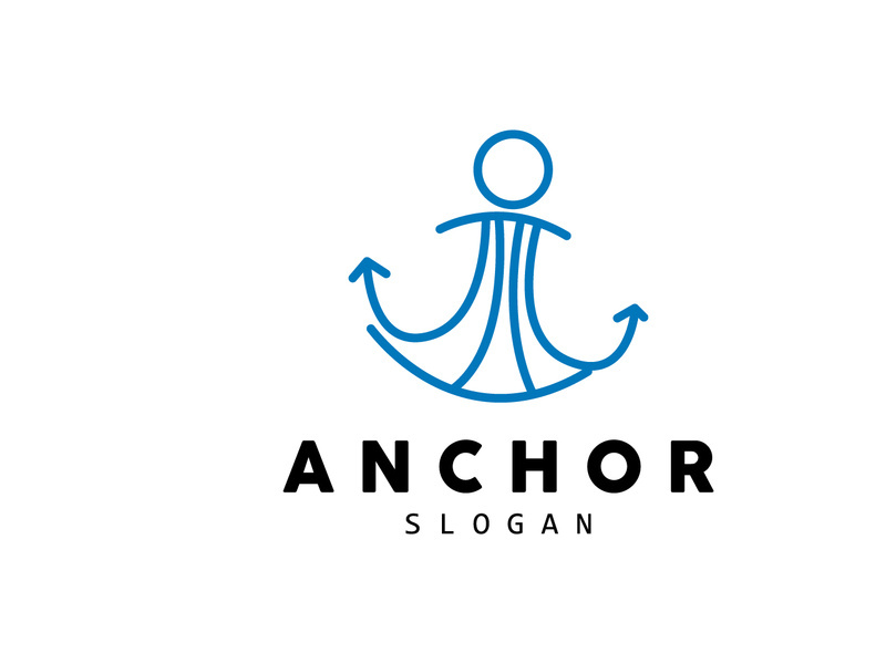 Anchor Logo, Ocean Ship Vector, Simple Minimalist Design