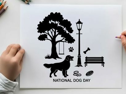 national dog day celebration flat design vector illustration