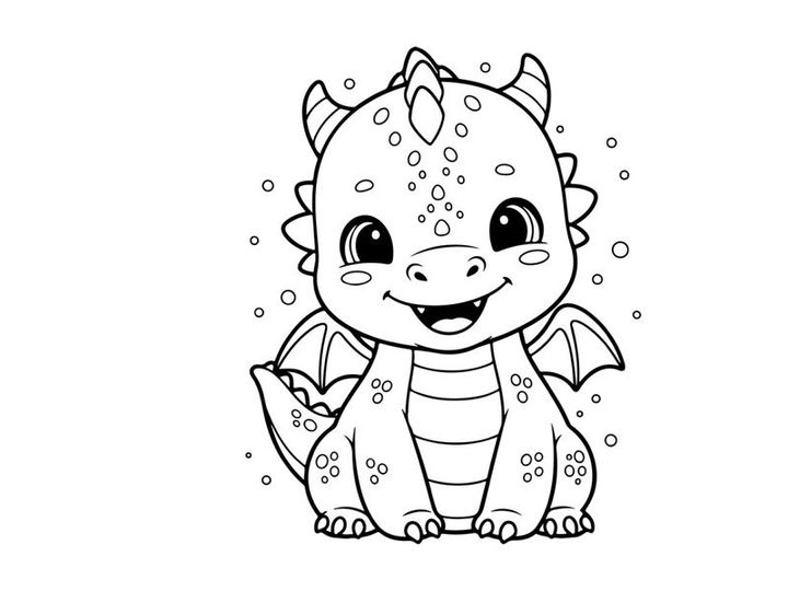 Cute baby dragon smiling vector illustration flat design