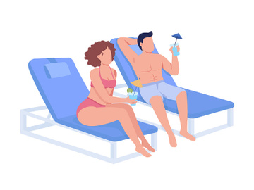 Couple drinking cocktails and relaxing together flat color vector characters preview picture