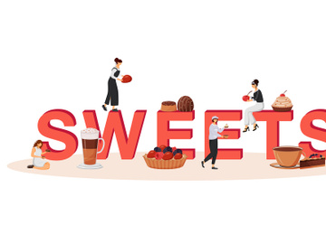Sweets word concepts flat color vector banner preview picture