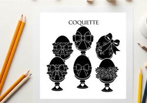 Elegant easter egg silhouette designs with ribbons and florals