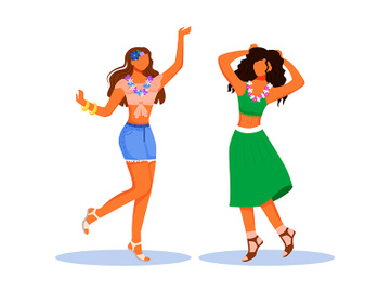 Dancing girlfriends flat color vector faceless characters preview picture