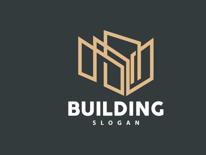 Building Logo, Vector For Building Construction, Premium Simple Line Design
