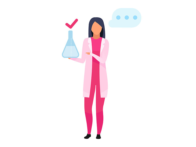 Woman with lab flask flat vector illustration
