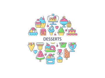 Desserts abstract color concept layout with headline preview picture