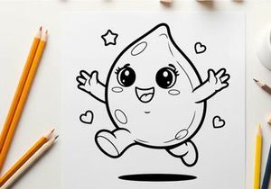 Cute happy moon character waving with stars vector illustration