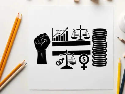 wage gap justice concept flat design vector illustration
