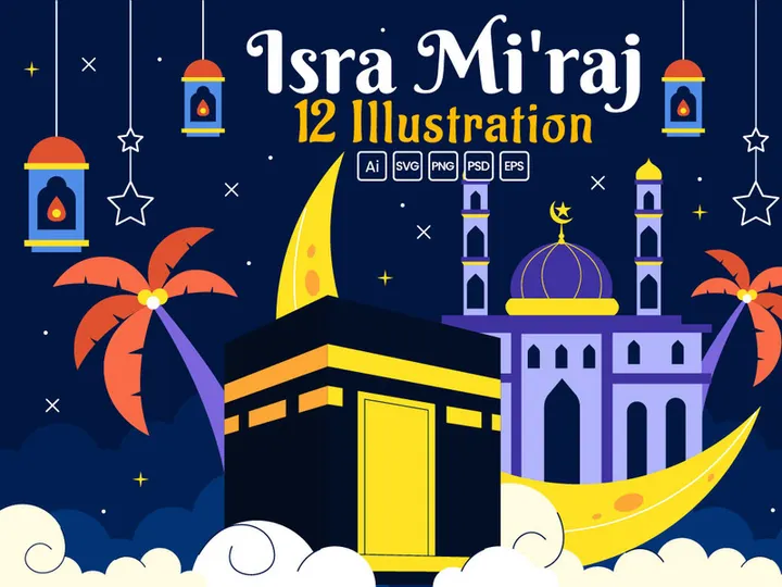 12 Isra Mi'raj Vector Illustration