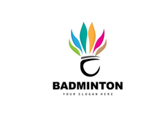 Badminton Logo, Sport Branch Design, Vector Abstract Badminton Players Silhouette Collection
