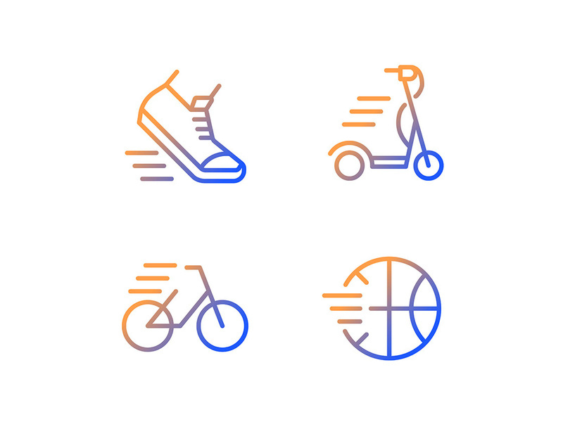 Sport activity gradient linear vector icons set