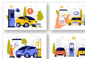 9 Electric Car Battery Charging Illustration
